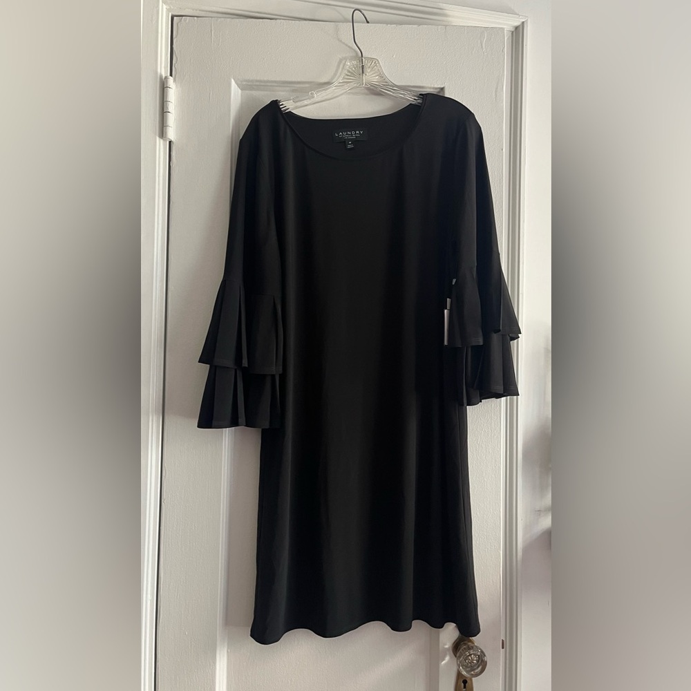 Laundry long sleeve black dress. Stretchy with ruffled sleeves.